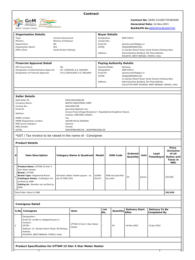 Geyser gem contract pdf invoice taxes