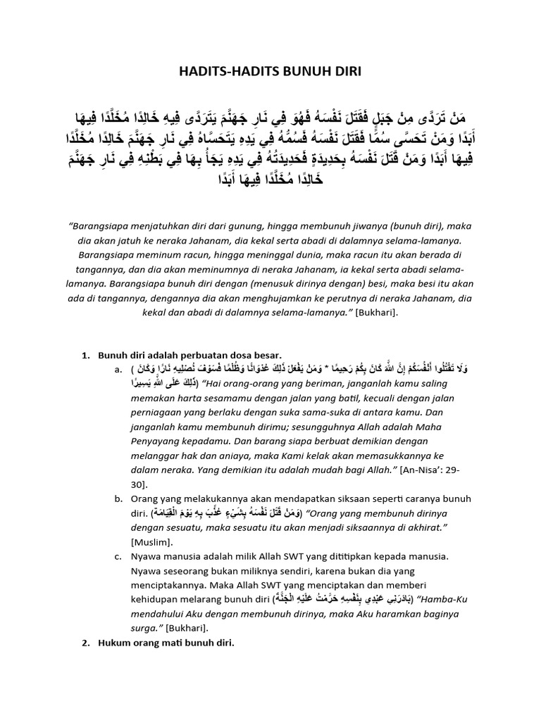 Hadits Bunuh Diri | PDF