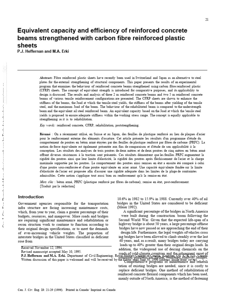 Equivalent Capacity and Efficiency of Reinforced Concrete Beams ...