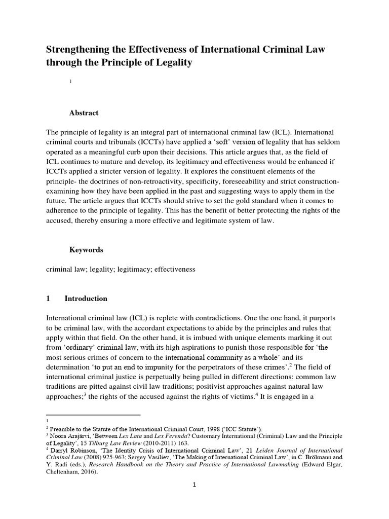 Strengthening the effectiveness of international criminal law through