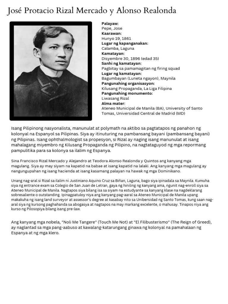 Jose Rizal - Fil | PDF