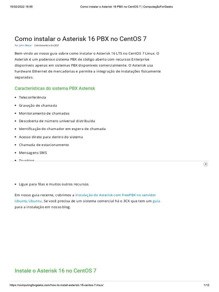 Guia de Instalação do Asterisk 16 no CentOS 7 | PDF | Desenvolvimento ...