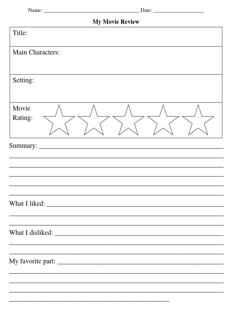Movie Review Template Older Child | PDF | Games & Activities