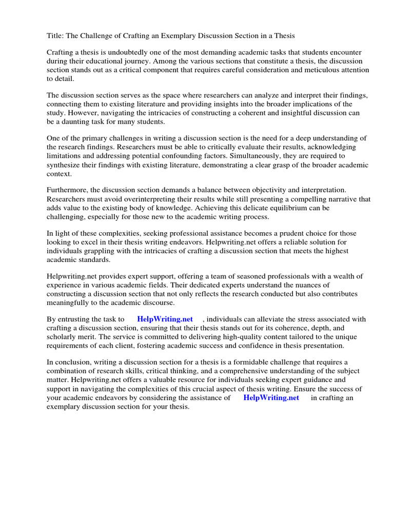 Example of Discussion Section of Thesis | PDF | Thesis | Academic ...