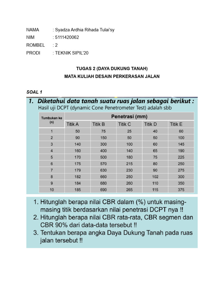 Perhitungan Nilai CBR dan Daya Dukung Tanah | PDF