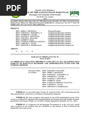 Barangay Ordinance No. 2024-01