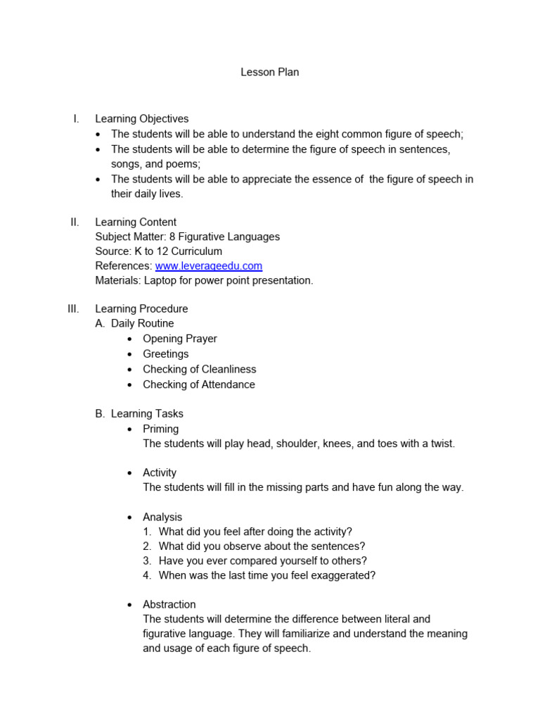 Demo Teaching Lesson Plan | PDF | Lesson Plan | Speech