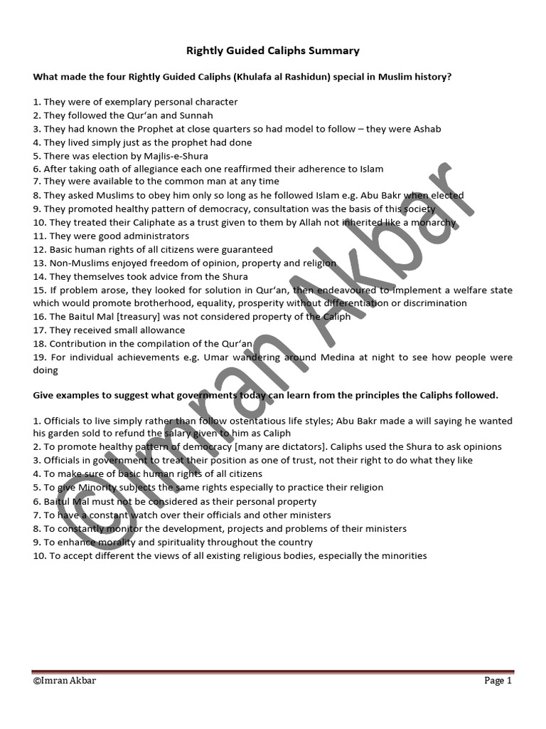 Principles of the Rightly Guided Caliphs | PDF | Ali | Muhammad