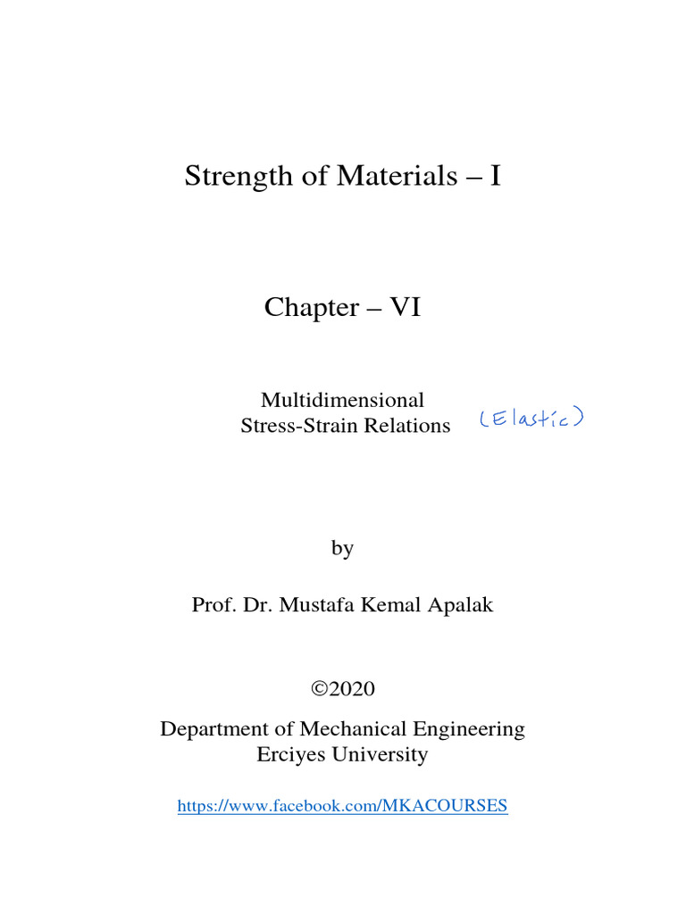 Strength of Materials - I: Chapter - VI | PDF | Deformation ...