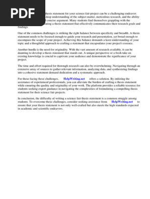 Science Fair Thesis Statement Examples