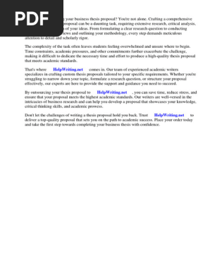 Business Thesis Proposal