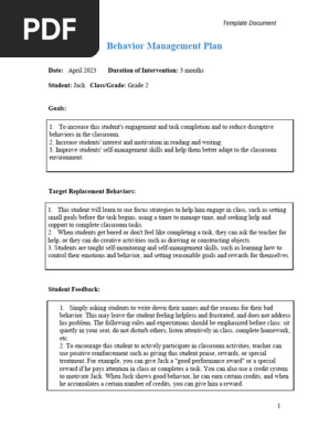 Behavior Management Plan