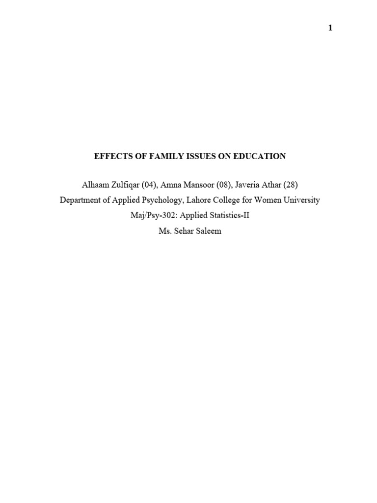 Report - Effects of Family Issues On Education-6 | PDF | Family ...