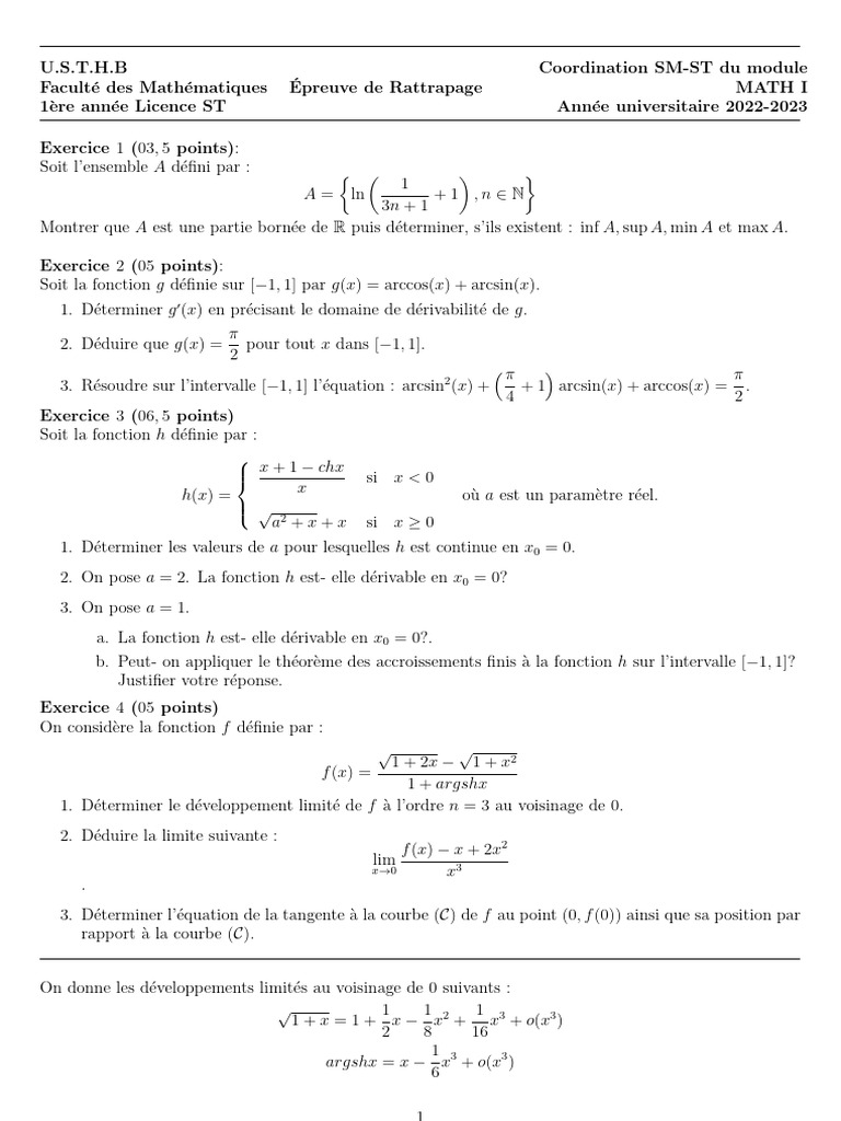 Épreuve de Rattrapage Mathématiques 2023 | PDF | Mathématiques ...
