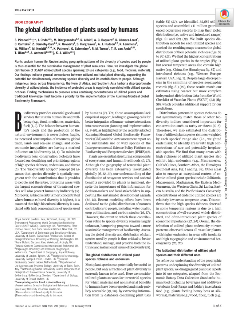 Global Distribution of Utilized Plants | PDF | Biodiversity ...