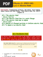 Chapter 6 Electric Field - PHYS 102