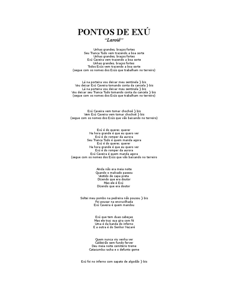 Umbanda - Pontos - Letras de Pontos de Exú - 02 | Religião e Crença
