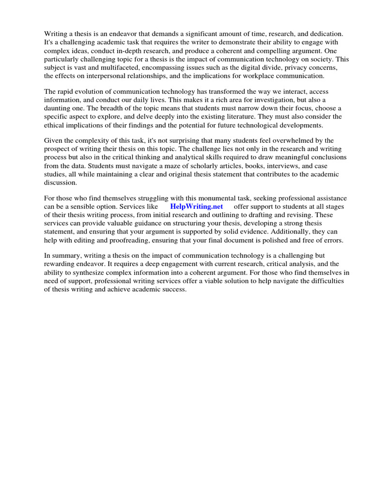 Thesis statement about communication technology pdf communication