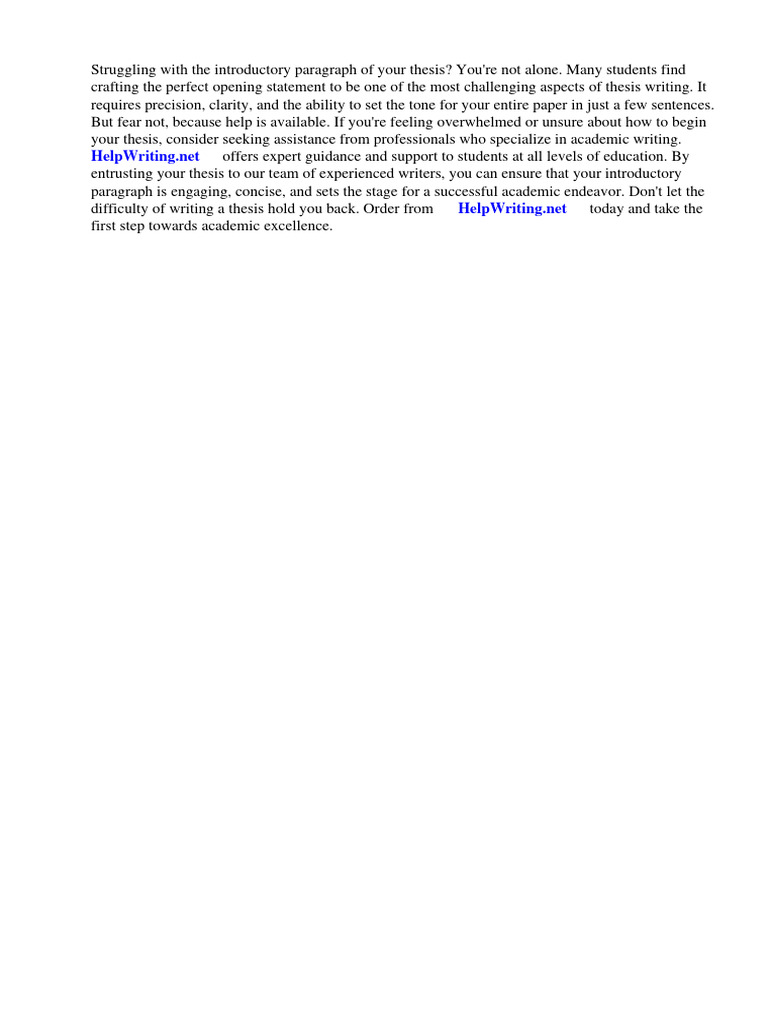 Example Introductory Paragraph Thesis Statement | PDF | Essays | Thesis