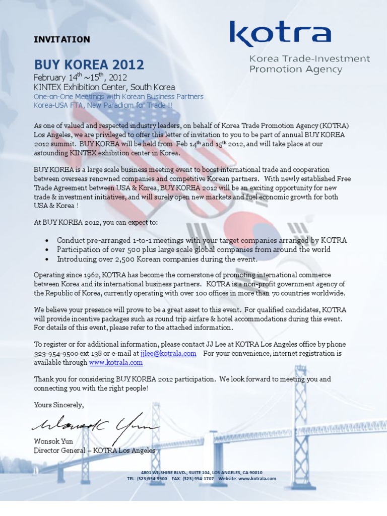 Invitation Letter - General Mailing - BUY KOREA 2012 | South Korea