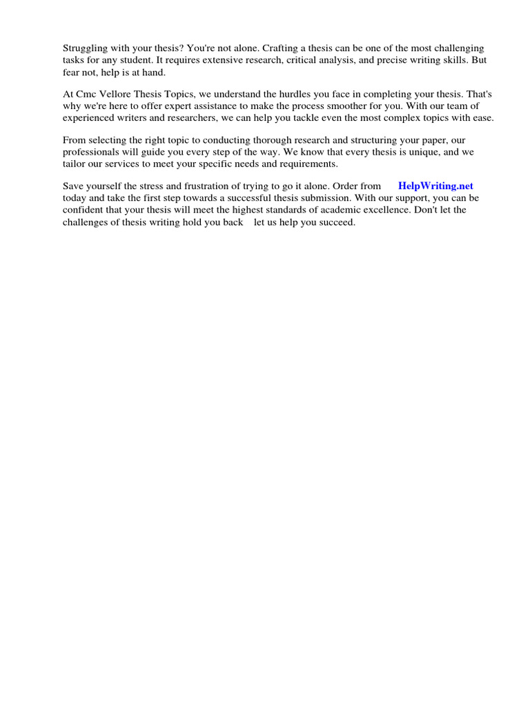 Cmc vellore thesis topics pdf university and college admission thesis