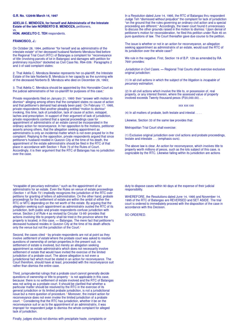 Rule 72-73 Cases | PDF | Lawsuit | Probate
