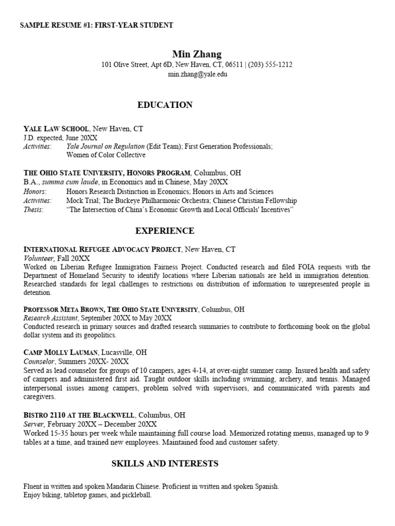 Cdo Student Sample Resumes Word - 1