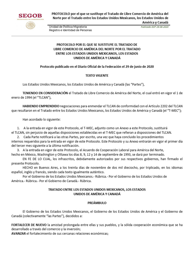 T Mec | PDF | Tratado de Libre Comercio Norteamericano | Organización ...