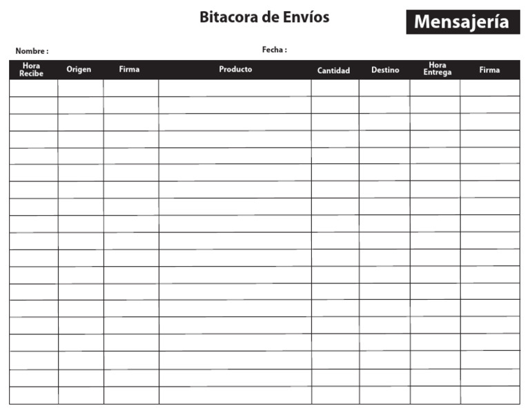 Bitacora de Envios Mensajeria | PDF
