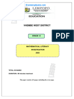 LP Maths Literacy Grade 12 Investigation 2023