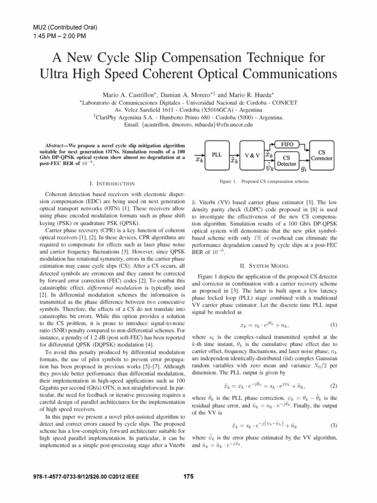 New Cycle Slip Compensation Technique PDF Data Transmission