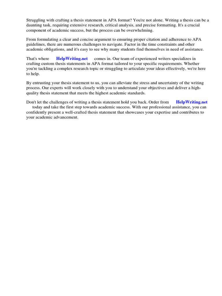 Thesis Statement Apa Format | PDF | Apa Style | Thesis