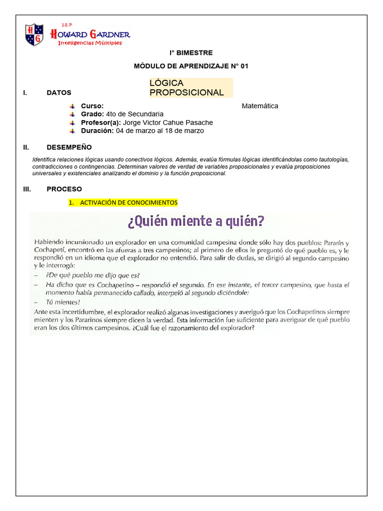 Módulo 1 4to De Secundaria Pdf