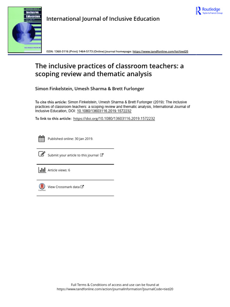 Inclusive Teacher Practices Review | PDF | Teachers | Systematic Review