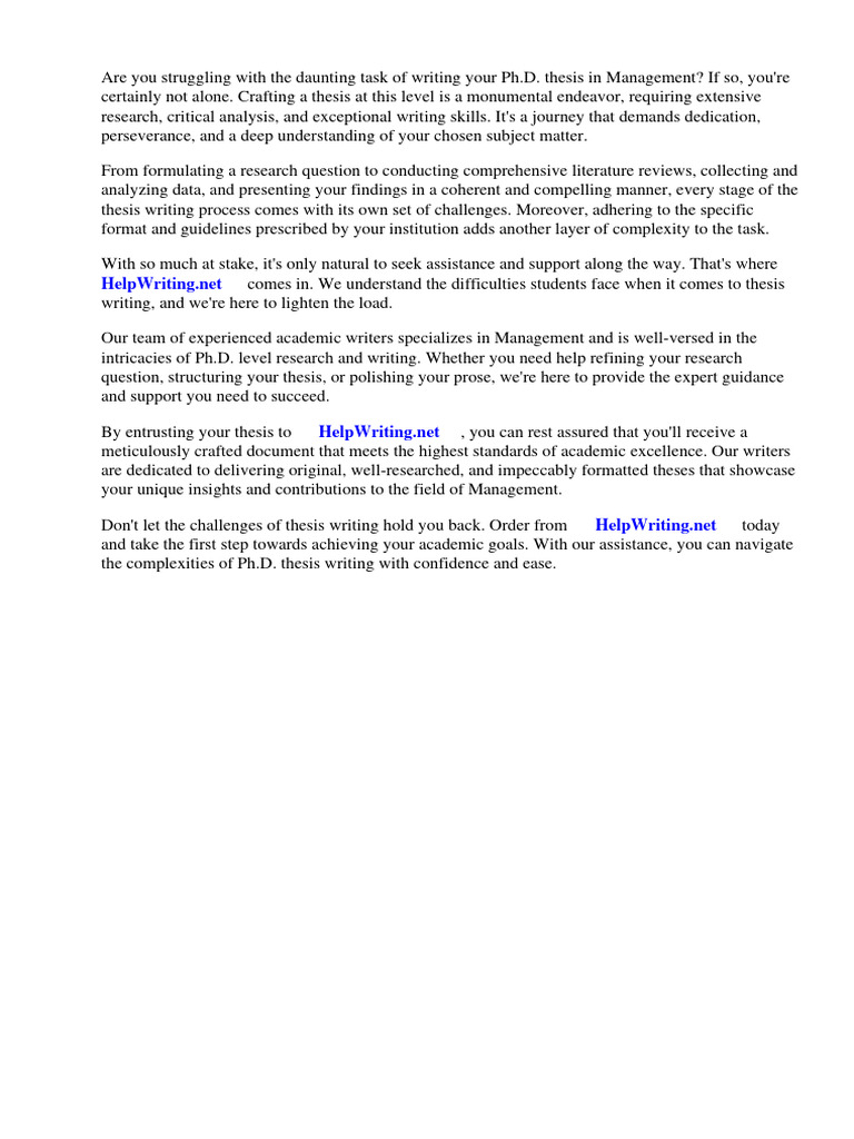 PHD Thesis Format in Management | PDF | Chemistry | Physical Sciences