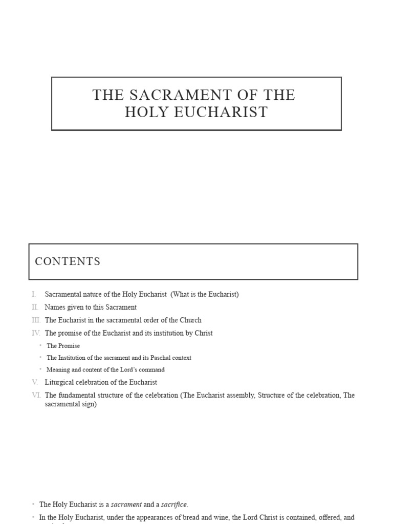 The Sacrament Of The Holy Eucharist Pdf