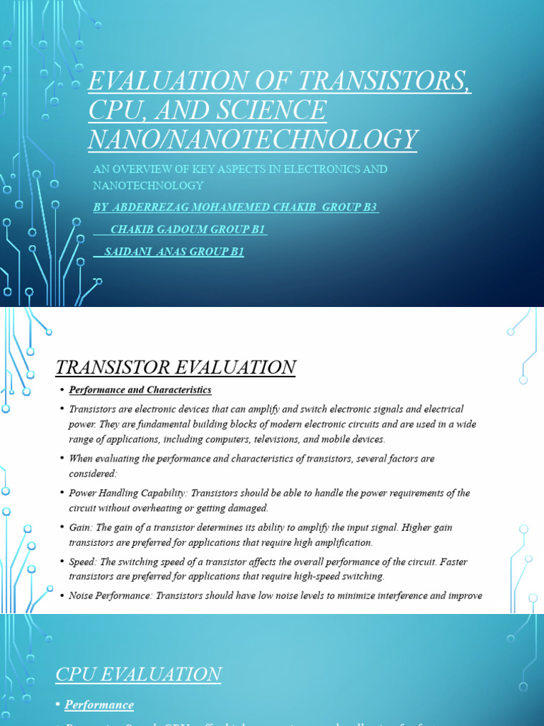 Evaluation of Transistors, CPU, And Science | PDF | Central Processing ...