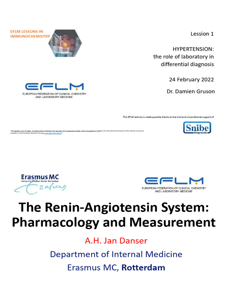 EFLM Lessons in Immunochemistry | PDF | Angiotensin | Hypertension