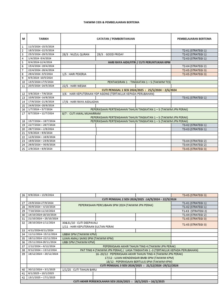 Takwim Cids TCS 2024 25 PDF