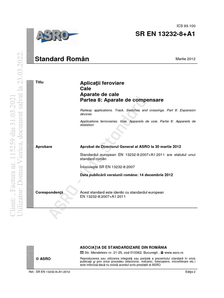 ASRO - Info - Standard: SR EN 13232-8+A1 | PDF