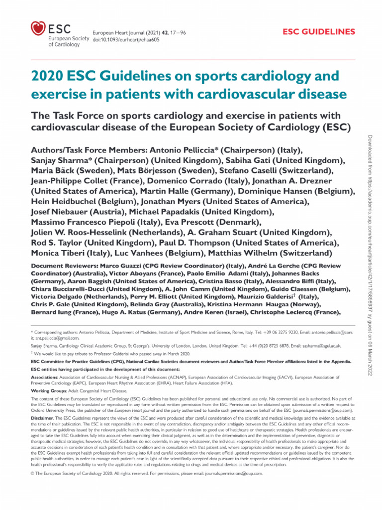 2020 ESC Guidelines CV | PDF