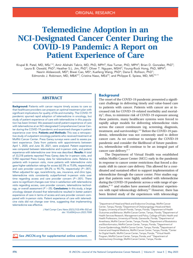 1540-1413-Article-P496-Estudio Telemedicina Cancer | PDF | Race And ...