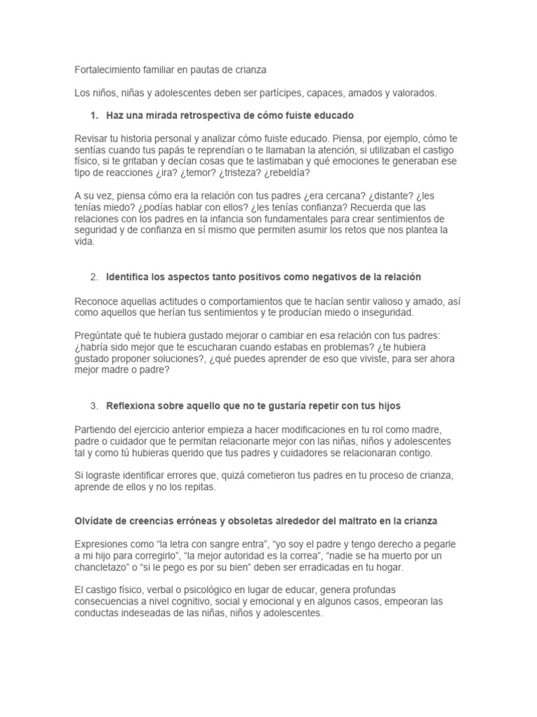 Crianza Positiva y Fortalecimiento Familiar | PDF | Las emociones ...