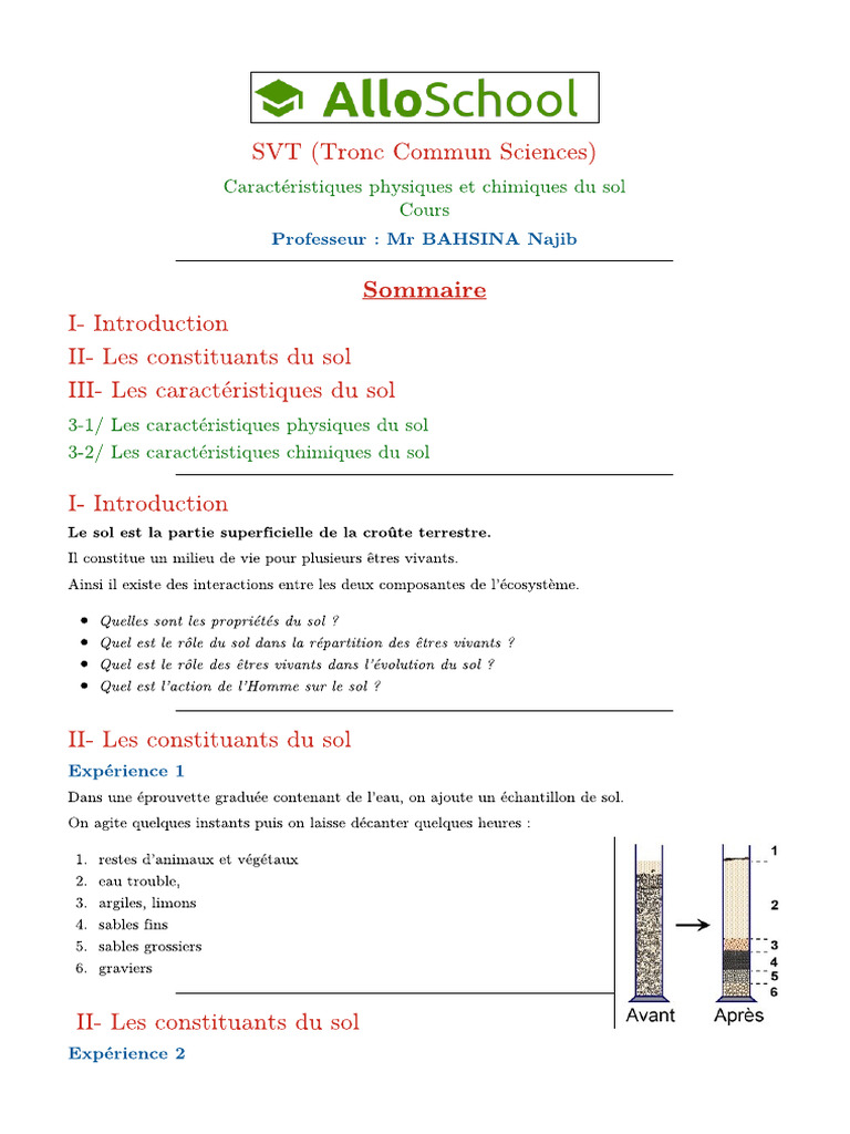 Cours 2 1 Caracteristiques Physiques Et Chimiques Du Sol 2 PDF