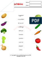Vegetables Worksheets Matching Activity - Esl
