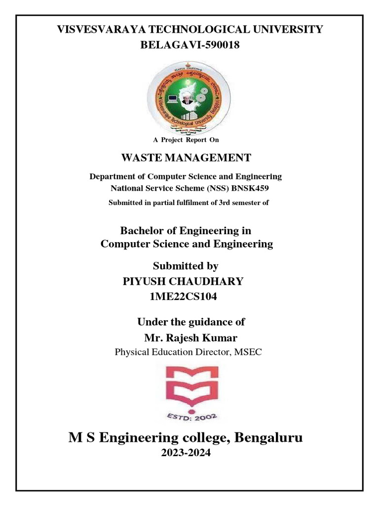 NSS Project Report on Waste Management | PDF | Waste Management ...