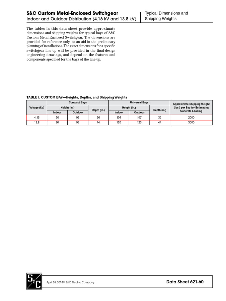 S&C Data Sheet 621-60 | PDF