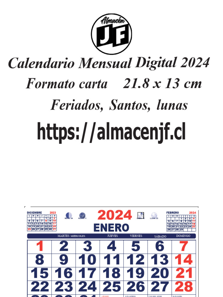 Calendario 2024: Feriados y Santos | PDF | Fiestas cristianas y días ...