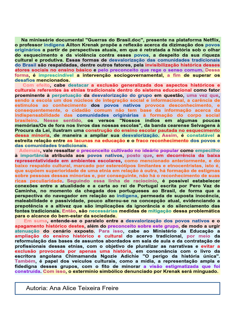 As Melhores Redações Nota Mil | PDF | Sociologia | Povos indígenas