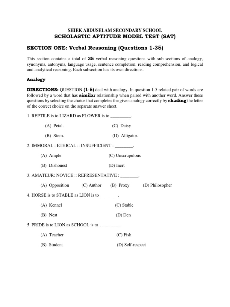 What Is Scholastic Aptitude Test Sat